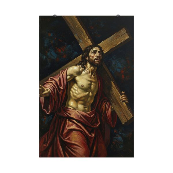 12747621569212913994_2048.jpeg Dramatic Baroque-style painting of Jesus Christ carrying the cross, Poster — Religious Christian Wall Art