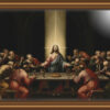 Intense baroque-inspired Last Supper where Jesus is illuminated in divine light while twelve apostles react dramatically