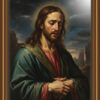 Jesus in Baroque style, showing contemplative, sorrowful, and compassionate expression