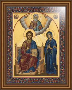 A sacred Byzantine icon inspired by traditional Holy Trinity panels