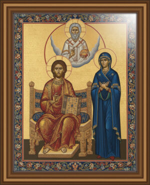 A sacred Byzantine icon inspired by traditional Holy Trinity panels