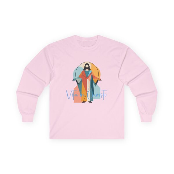 10030388855754610411_2048.jpeg Vita in Christo Graphic Long Sleeve Tee — Modern Colorful Design