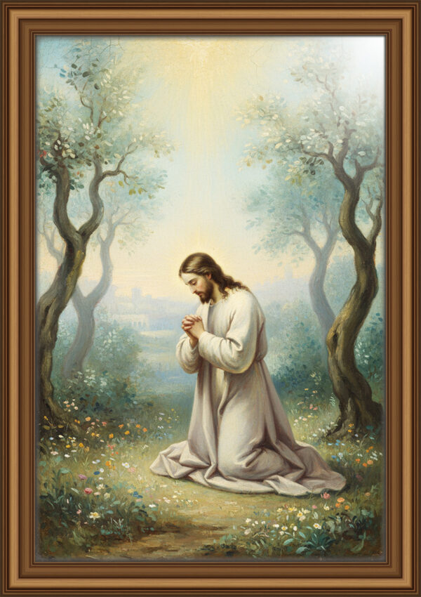 Christ in Gethsemane Baroque Oil Painting – Jesus in Prayer Christian Wall Art, Timeless Faith Illustration