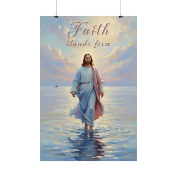 Jesus Walking on Water Modern Oil Painting Style Poster, Faith stands firm