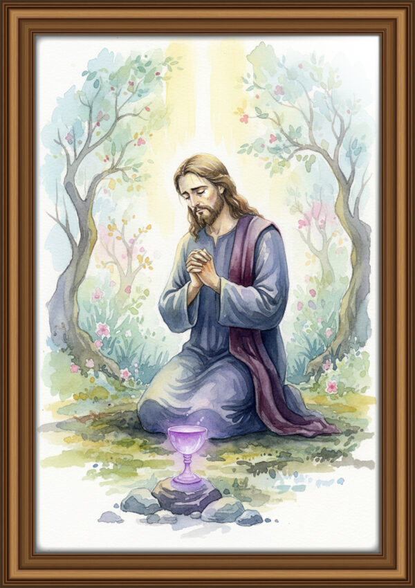 Jesus in the Garden of Gethsemane Watercolor Art | Peaceful Christian Painting, Prayerful Scene