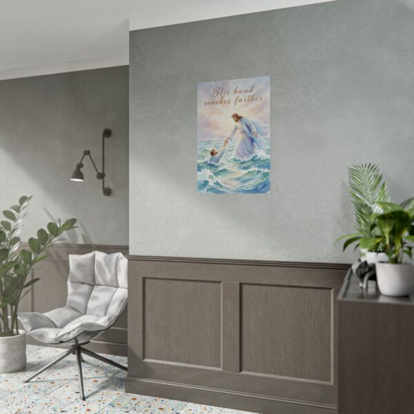 Jesus Saves Peter from Drowning Watercolor Art, His hand reaches farther