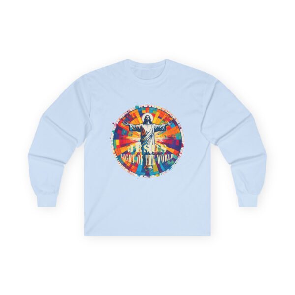 Jesus Light of the World Graphic Long Sleeve Tee — Modern Colorful Design