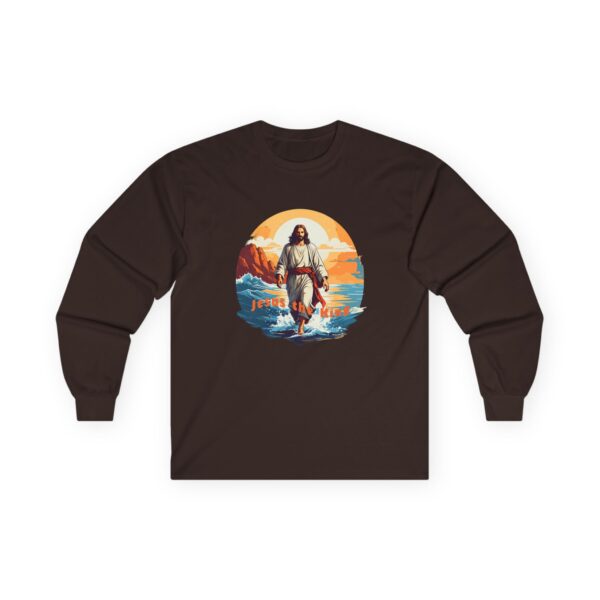 15837331142325465902_2048.jpeg Jesus The King Graphic Long Sleeve Tee — Modern Colorful Design