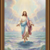 Christ Walking on the Water Oil Painting | Pastel Christian Art, Biblical Miracle Illustration
