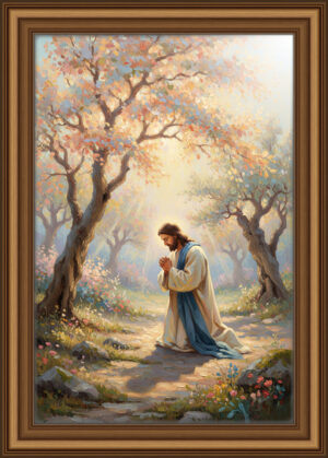17mm Jesus Praying in Gethsemane Colorful Modern Oil Painting | Expressive Christian Faith Art