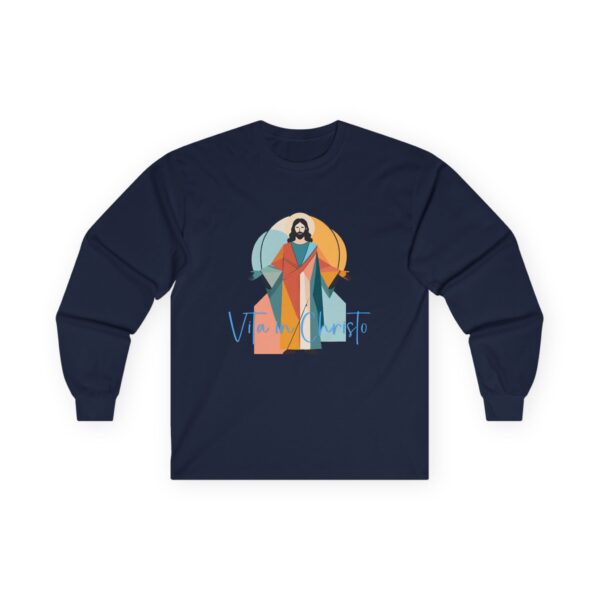 3245347708519345698_2048.jpeg Vita in Christo Graphic Long Sleeve Tee — Modern Colorful Design