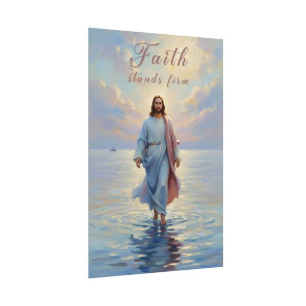 Jesus Walking on Water Modern Oil Painting Style Poster, Faith stands firm