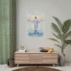 Jesus Walks on Water Watercolor Art Poster, Peace above the waves