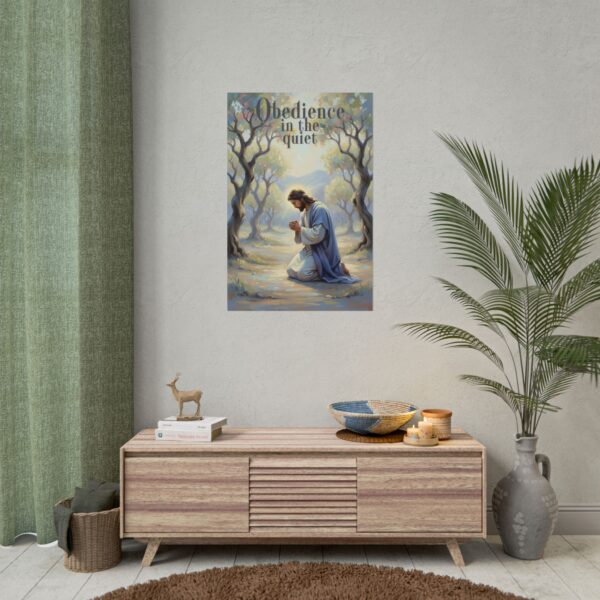 Jesus Praying in Gethsemane Modern Oil Painting style Poster, Obedience in the quiet