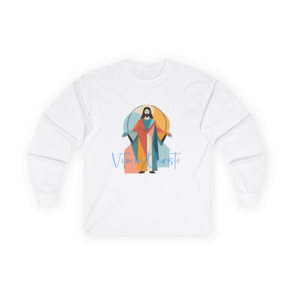 6854108407674518780_2048.jpeg Vita in Christo Graphic Long Sleeve Tee — Modern Colorful Design