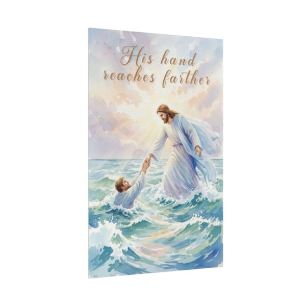 Jesus Saves Peter from Drowning Watercolor Art, His hand reaches farther