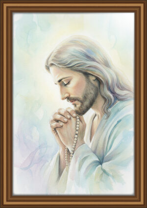7mm Jesus Christ Praying Watercolor Art | Close-Up Christian Digital Painting, Peaceful Faith Wall Art