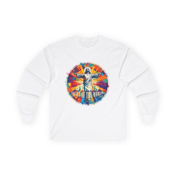 Jesus Light of the World Graphic Long Sleeve Tee — Modern Colorful Design