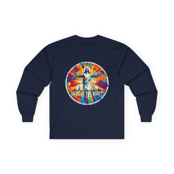 Jesus Light of the World Graphic Long Sleeve Tee — Modern Colorful Design