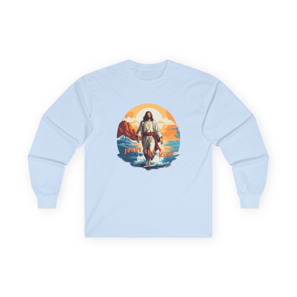 9479670373516061803_2048.jpeg Jesus The King Graphic Long Sleeve Tee — Modern Colorful Design