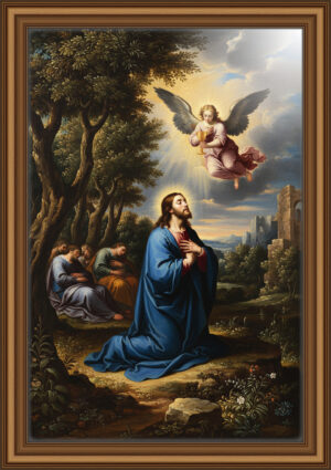 9mm Jesus Praying in the Garden of Gethsemane | Baroque Oil Painting Style Christian Art, Sacred Scene