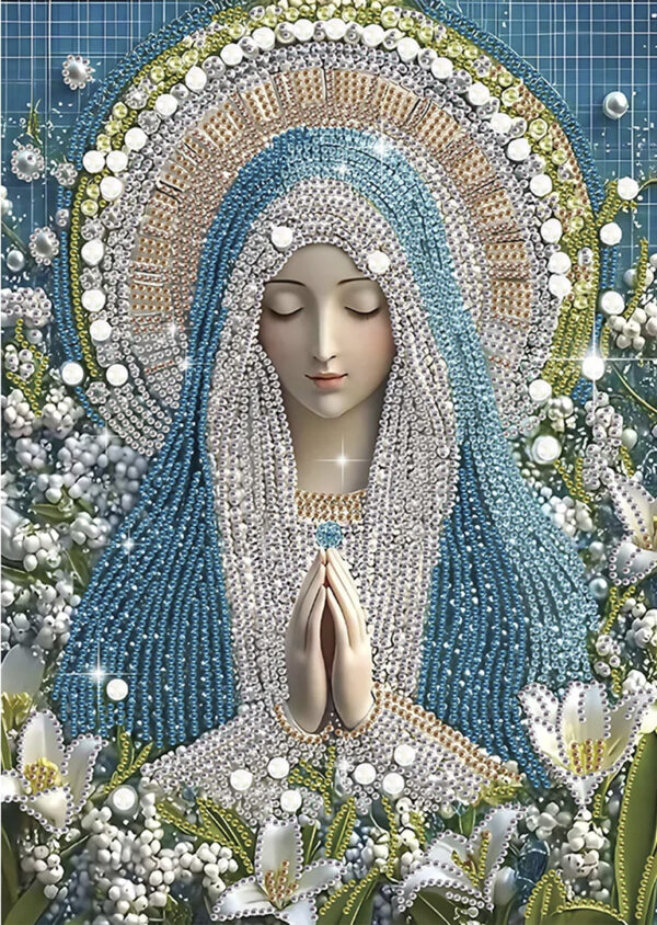 Finished Praying Madonna Diamond Painting 30×40 cm — Marian Prayer Religious Décor — Ready to Ship
