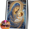 Finished Madonna & Baby Jesus Diamond Painting 30×40 cm — Virgin Mary and Christ Child — Ready to Ship
