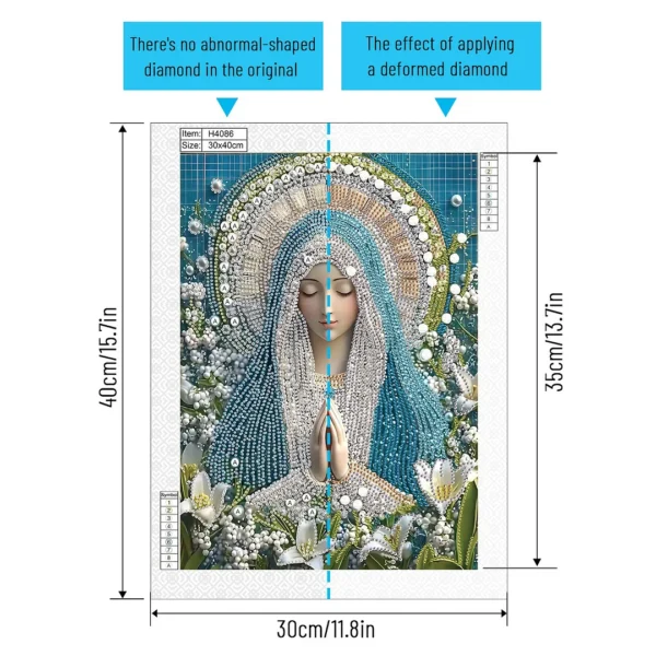 Finished Praying Madonna Diamond Painting 30×40 cm — Marian Prayer Religious Décor — Ready to Ship