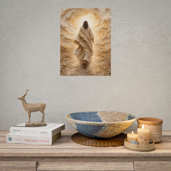 10040901263331614485_2048.jpeg Walk by Faith Following Jesus Poster | 2 Corinthians 5:7 Christian Wall Art | Modern Cream Gold Impasto Print | Palette Knife Faith Decor