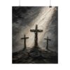 10092091289099821117_2048.jpeg Three Crosses of Calvary Poster | Modern Golgotha Good Friday Wall Art | Textured Charcoal & Gray Impasto Print | Minimalist Cross Decor
