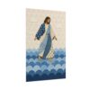 Jesus Walking on Water Poster | Denim and Stars Patchwork Christian Wall Art | Cute Scrapbook Style Faith Print | Religious Nursery Decor