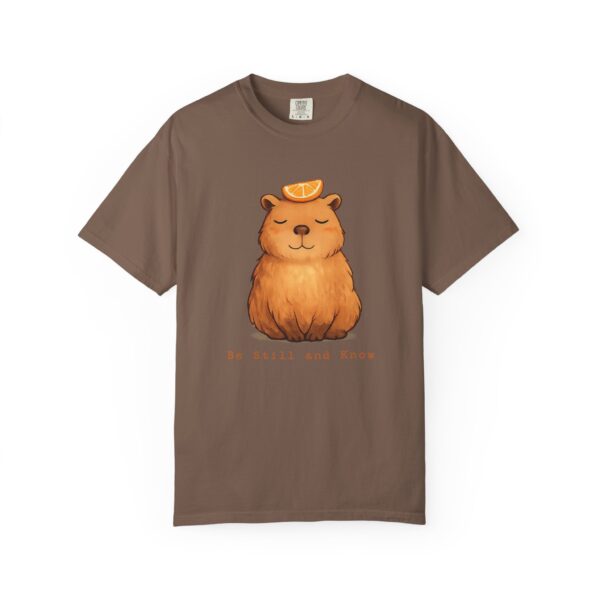 Comfort Colors® Meditating Bear with Orange Slice T-Shirt | Be Still and Know, Bible Verse Shirt, Religious Women