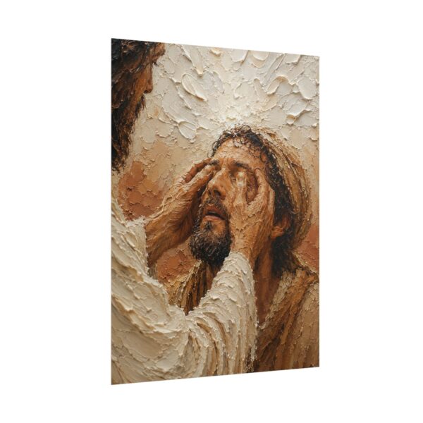 10253591010323841285_2048.jpeg Healing of the Blind Man Poster | John 9 Christian Miracle Wall Art | Textured Palette Knife Print | Warm Terracotta & Beige Faith Decor