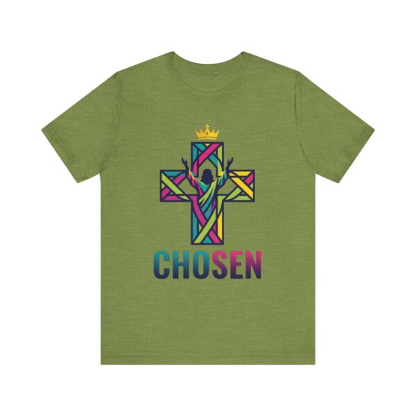 10375576679808980172_2048.jpeg Chosen Crowned Cross T-Shirt | Colorful Stained Glass Christian Faith Tee