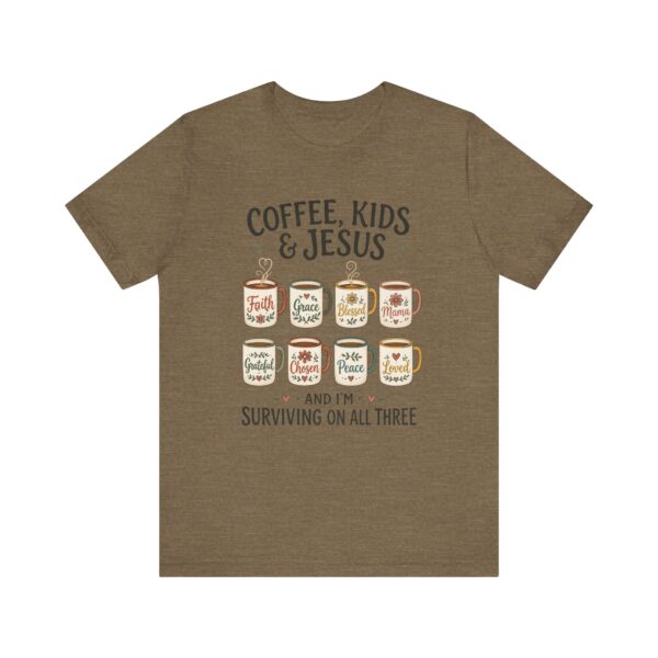 Coffee, Kids & Jesus T-Shirt | Christian Mom Tee, Surviving on All Three