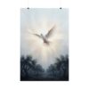 White Dove Inspirational Poster | Holy Spirit Christian Wall Art | Peace and Hope Fine Art Print | Radiant Sunlight Modern Faith Decor
