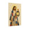 Light of the World Poster | Jesus Holding Lantern Lantern Wall Art | Patchwork Quilt Style Christian Print | Cozy Folk Art Religious Decor