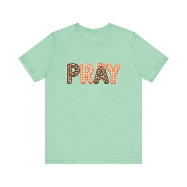 Pray leopard and gingham letters T-Shirt | Faith graphic tee
