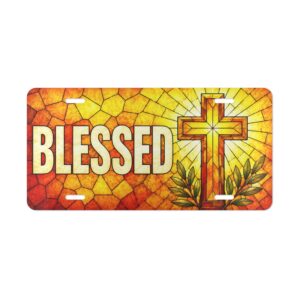 Blessed Cross Vanity Plate | Religious License Plate, Christian Car Decor