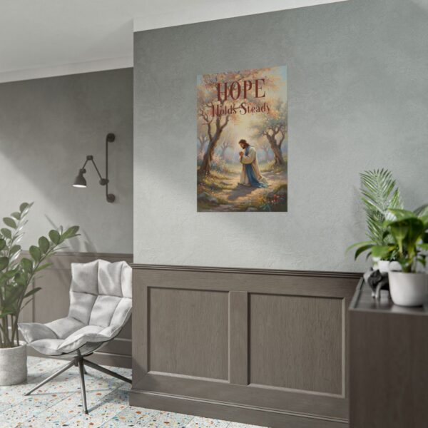 11115940796810493250_2048.jpeg Jesus Praying in Gethsemane Colorful Modern Oil Painting style Poster, Hope holds steady