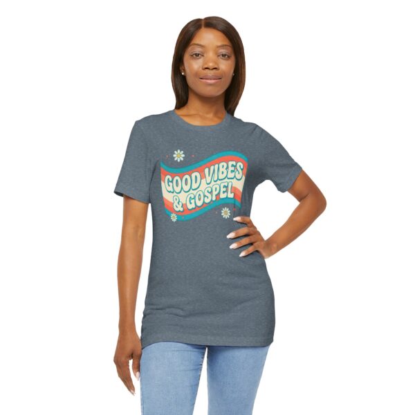 1114084898089123591_2048.jpeg Good Vibes & Gospel T-Shirt | Retro Wave Christian Tee