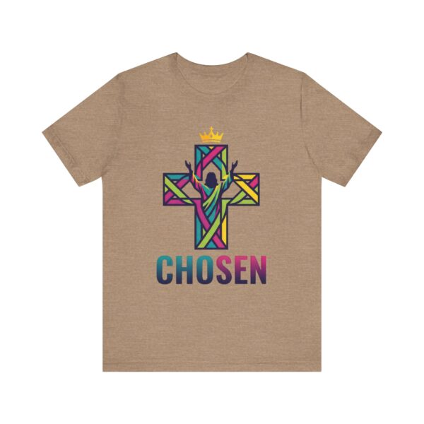 11267494913848058715_2048.jpeg Chosen Crowned Cross T-Shirt | Colorful Stained Glass Christian Faith Tee