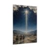 Star of Bethlehem Wise Men Poster | Modern Midnight Blue Nativity Wall Art | Textured Palette Knife Christmas Print | Holiday Faith Decor