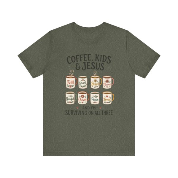 Coffee, Kids & Jesus T-Shirt | Christian Mom Tee, Surviving on All Three