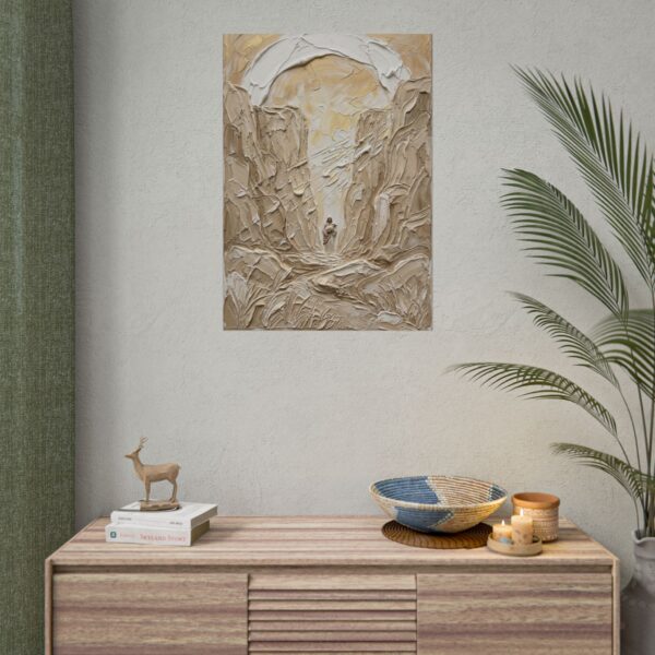 11490467712703312219_2048.jpeg The Good Shepherd Poster | Modern Beige & Gold Christian Wall Art | Lost Sheep Valley Plaster Print | Psalm 23 Palette Knife Home Decor