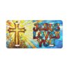 Jesus Loves You vanity plate | Christian cross stained glass design