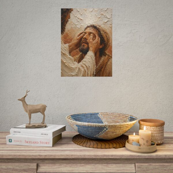 11966366871440823340_2048.jpeg Healing of the Blind Man Poster | John 9 Christian Miracle Wall Art | Textured Palette Knife Print | Warm Terracotta & Beige Faith Decor