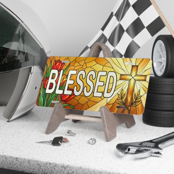 12018572044461397653_2048.jpeg Blessed Cross and Tulips Vanity Plate | Christian License Plate