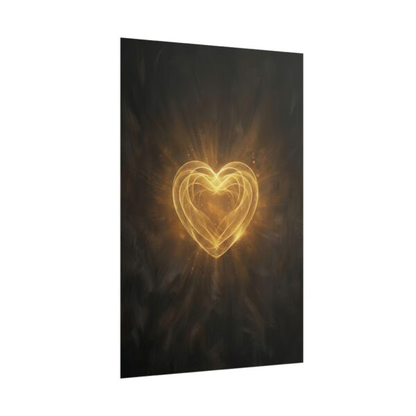 Sacred Heart of Jesus Art Print, Catholic Wall Decor, Glowing Gold Christian Poster, Modern Religious Gift, Spiritual Divine Love Painting