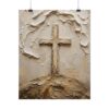 12159795200826871111_2048.jpeg Textured Cross of Calvary Poster | Minimalist Christian Wall Art | Modern Beige Plaster Cross Print | Palette Knife Faith Home Decor